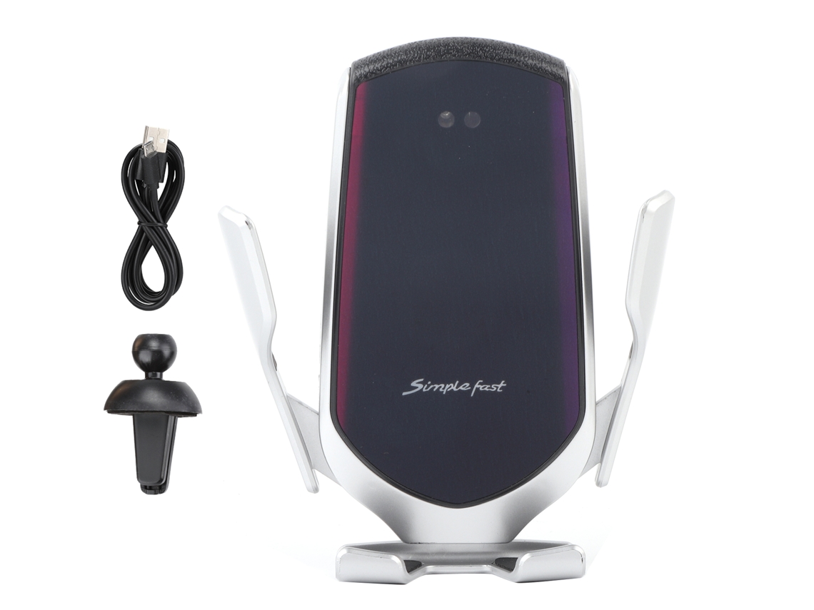 Suporte de Carregamento Sem Fio 10w para Carro EOOCOO Prata sensor inteligente