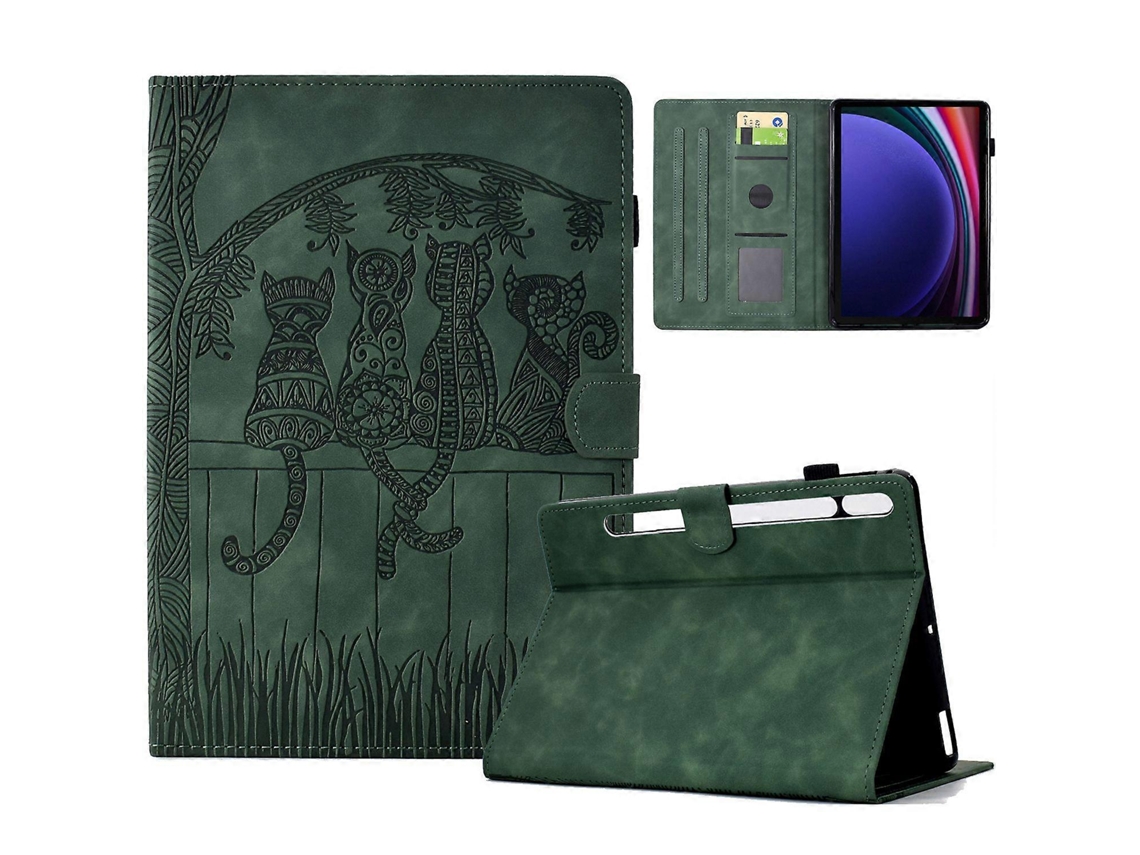 Capa Para Tablet Samsung Galaxy Tab S9 Com Estampa De Gatos Em Couro Sintético E Compartimentos Para Cartões Slowmoose