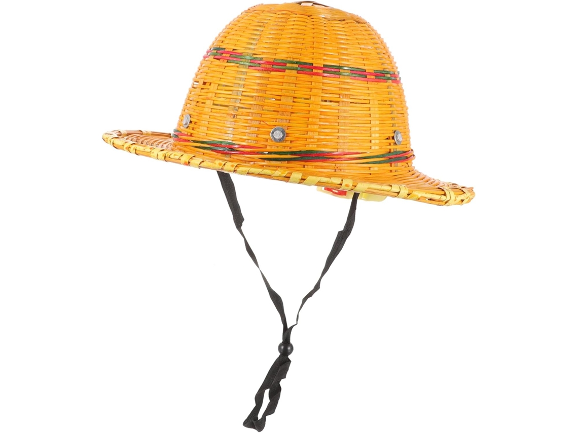 Capacete De Segurança Respirável Em Bambu Trançado Com Aba Larga, Proteção Anti-uv E Contra Raios Solares.