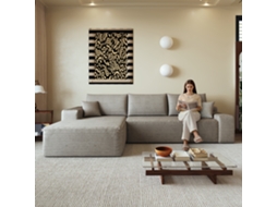 Sofá De Canto L Modular 270 Cm Com Chaise Longue, Assento Profundo, Moderno, Sem Montagem, Camel