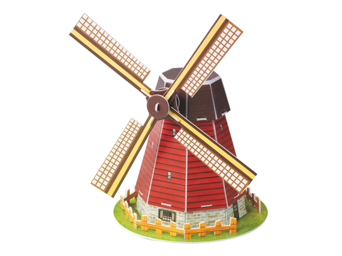 Quebra-cabeça 3d De Moinho De Vento Holandês, 20 Peças, Papelão, Dimensões 13x13x19 Cm