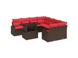 Maison Exclusive - Conjunto De Sofá De Jardim 9 Pcs Castanho Vime Pe
