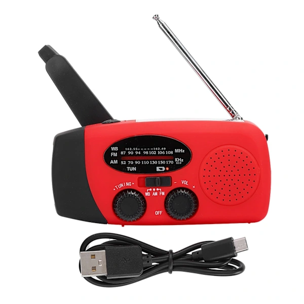Rádio movido a energia solar AQUAFORGE com manivela, luz led e gerador portátil