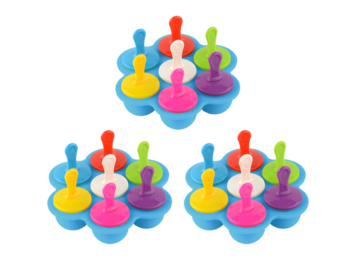 Forma De Gelo De Silicone Forma De Gelo Para Crianças 7 Formas De Gelo De Plástico Forma De Picolé Recipiente De Gelo Pequeno Azul ZMDECQNA