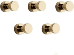 Gancho De Parede De Luxo Dourado Para Roupas, Casacos E Chapéus, Em Latão, Com 5 Peças.