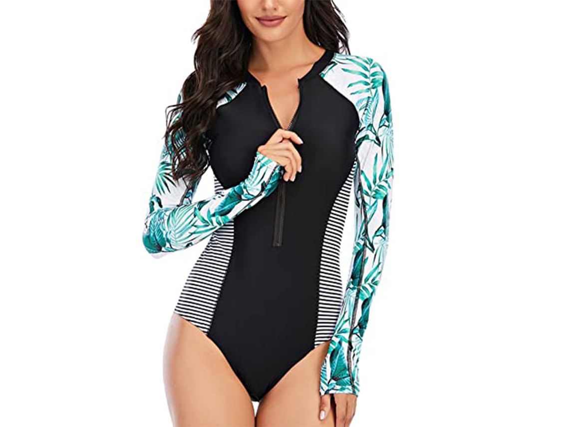 Fato De Banho Feminino De Manga Comprida Para Surf E Mergulho Com Proteção Solar