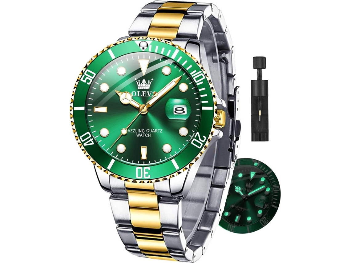 Lurelia Relógio Masculino, Movimento De Quartzo, Data/calendário, Luminoso, Detalhes Com Strass, 11 Mm, 0,43 Polegadas, 41 Mm, 1,6 Polegadas, 20 Mm