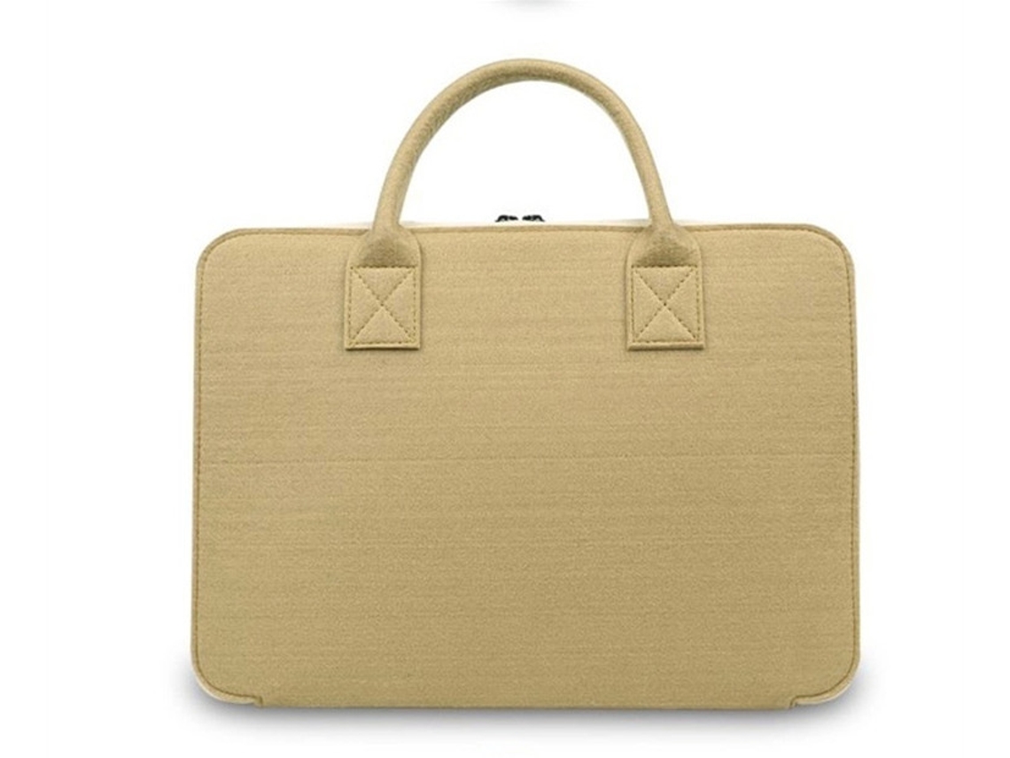Bolsa Para Laptop De 17 Polegadas Na Cor Cáqui, Feita De Feltro E Com Alça.