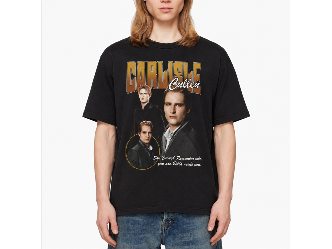 Rockinstone Twilight Movie Carlisle Bella Needs You Quote Black Adult T-shirt Size:xxl