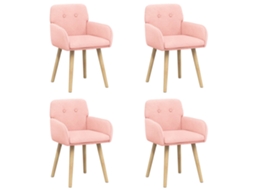 Conjunto 4 Cadeiras De Jantar Vidaxl Rosa Bouclé (59 X 57 X 85 Cm)