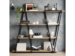 Prateleira Geométrica 158x35x166 Cm – Estante Metálica Aberta Com Prateleiras Mdf De 25 Mm, Design Triangular Para Sala, Cozinha E Escritório.