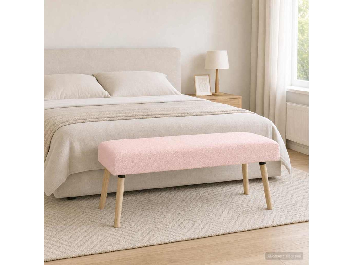 Vidaxl Banco Liso Rosa 110 X 40 X 46 Cm Bouclé