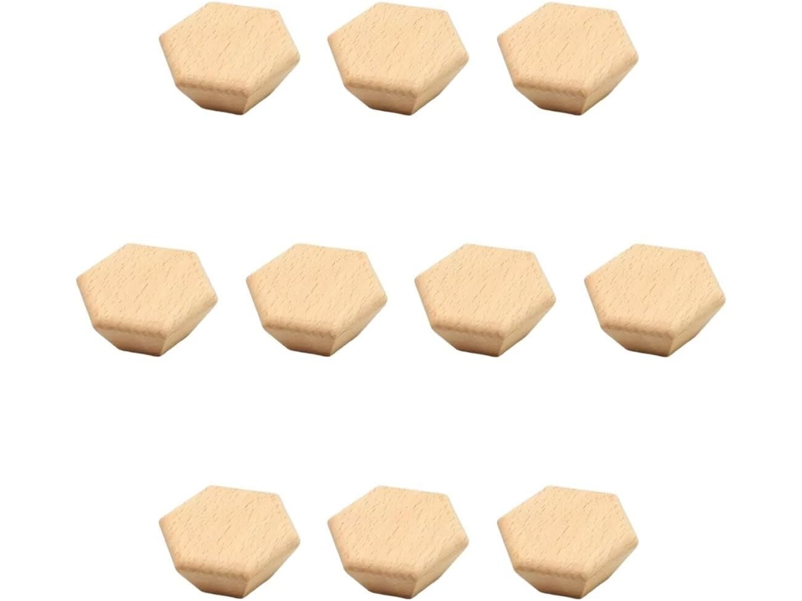 Conjunto De 10 Puxadores Madeira Maciça Para Armários Cozinha, Puxadores Hexagonais Para Gavetas, Puxadores Para Móveis