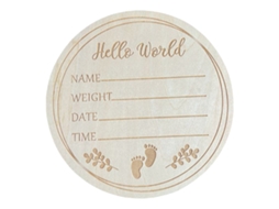 5.9in Sinal De Anúncio De Bebê Redondo De Madeira Basswood Hello World Para Creche