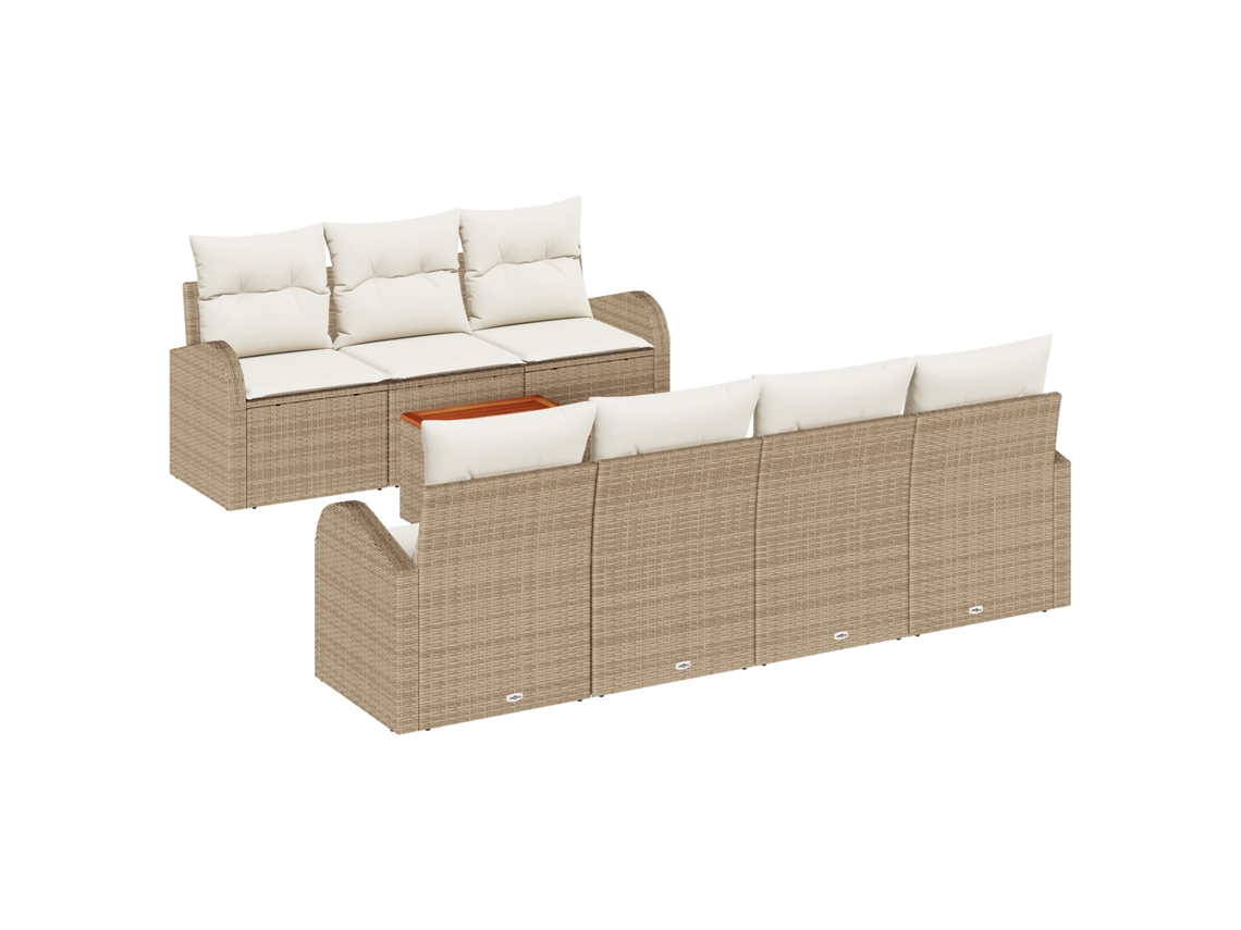 Conjunto 8 Sofá Modular Vidaxl Bege Vime Pe (234 X 62 X 69 Cm)
