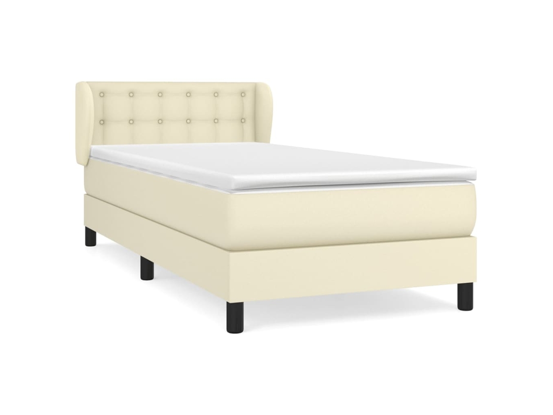 Cama com Molas e Colchão Couro Artificial Cor Creme MAISON EXCLUSIVE (100x200 cm)