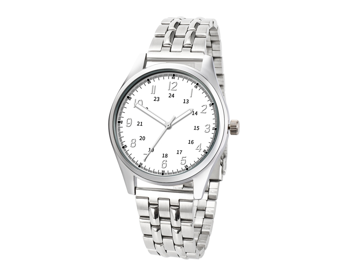 Relógio de Moda Simples Casual para Homem Pulseira de Aço Presente (mostrador Branco)