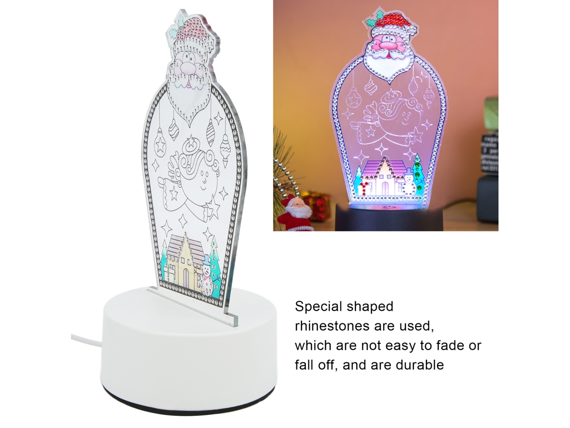 Lâmpada De Pintura Com Pedras Strass Led Diy Efeito Tridimensional Anti-desprendimento Luz Suave Lâmpada Noturna Para Lar