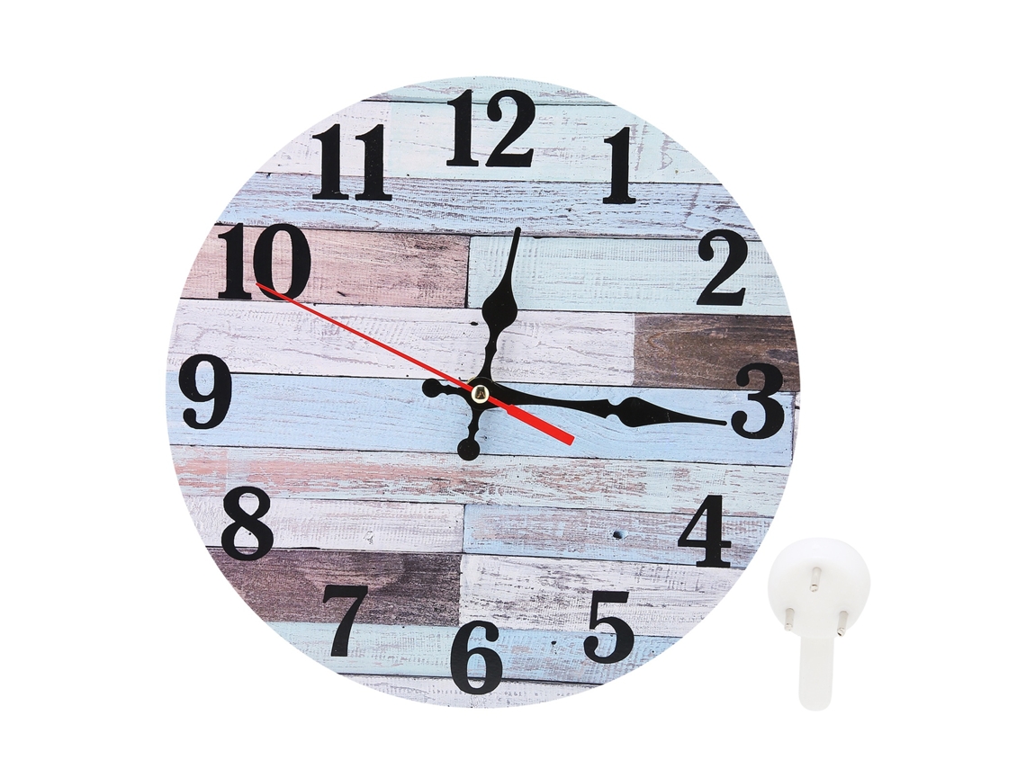 Relógio de parede de madeira redondo silencioso retro decorativo industrial para casa e comércio S/MARCA