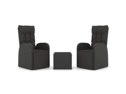 3 Pcs Conjunto Lounge para Jardim Vime Pe e Aço Preto MAISON EXCLUSIVE