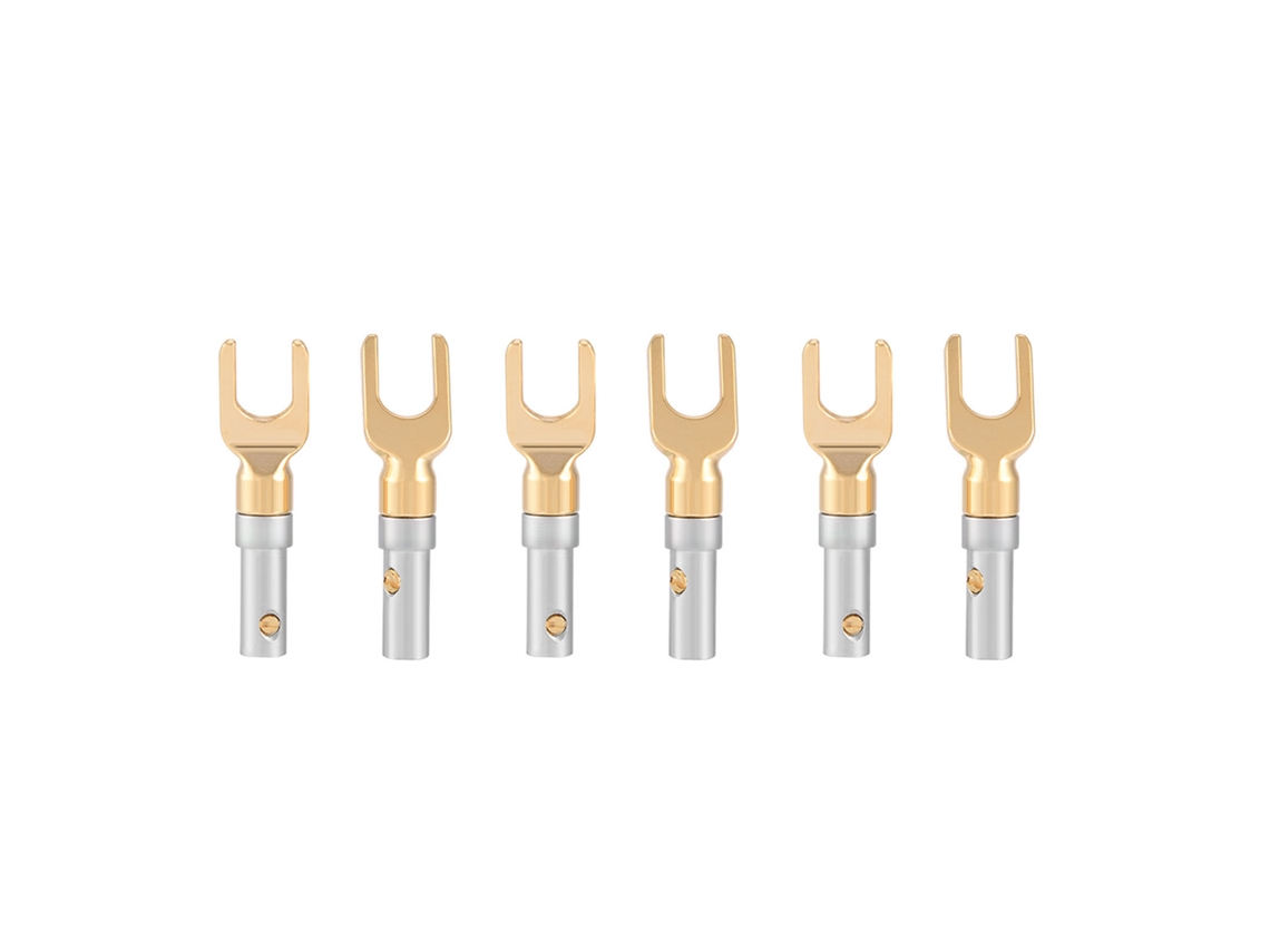 6 Conectores De Fio De Alto-falante Plug Banana 4mm Dourado Com U Fork Spade Sem Solda