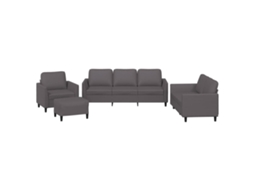 Maison Exclusive - 4 Pcs Conjunto De Sofás C/ Almofadões Couro Artificial Cinzento