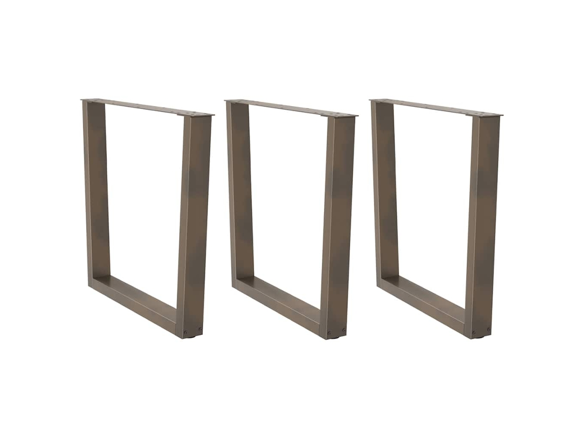 Vidaxl Pés Para Mesa De Jantar Em Formato De V, 3 Peças, Aço Natural, 90x(72-73,3) Cm, Aço