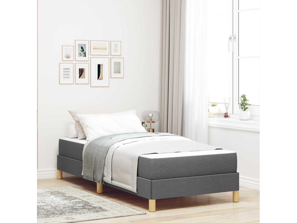 Vidaxl Cama Box com Colchão Cinza Escuro 100 X 200 Cm Tecido