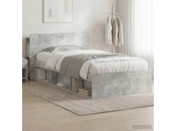 Vidaxl Estrutura De Cama Com Armazenamento Cinzento Cimento
