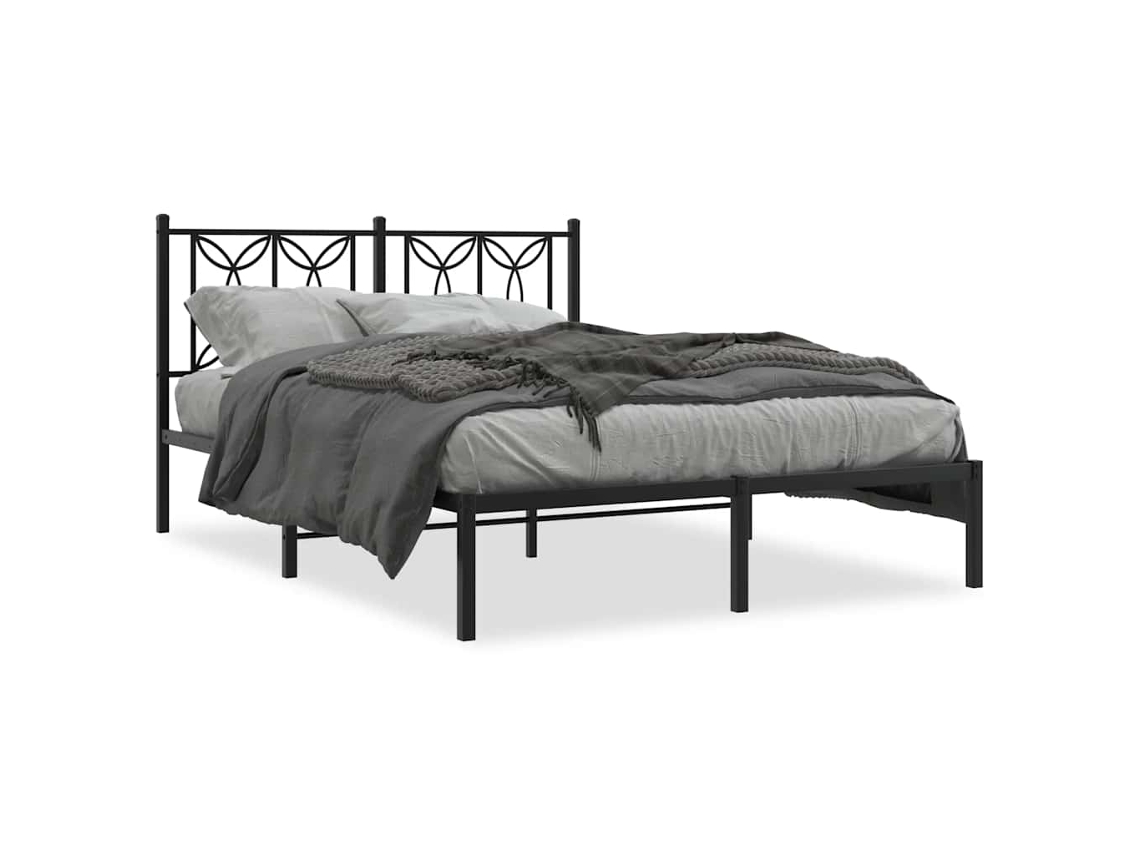 Bed Frame, Bed Frames Vidaxl Preto Metal (135 X 190 Cm)