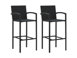 Vidaxl Bancos De Bar 2 Pcs Vime Pe Preto