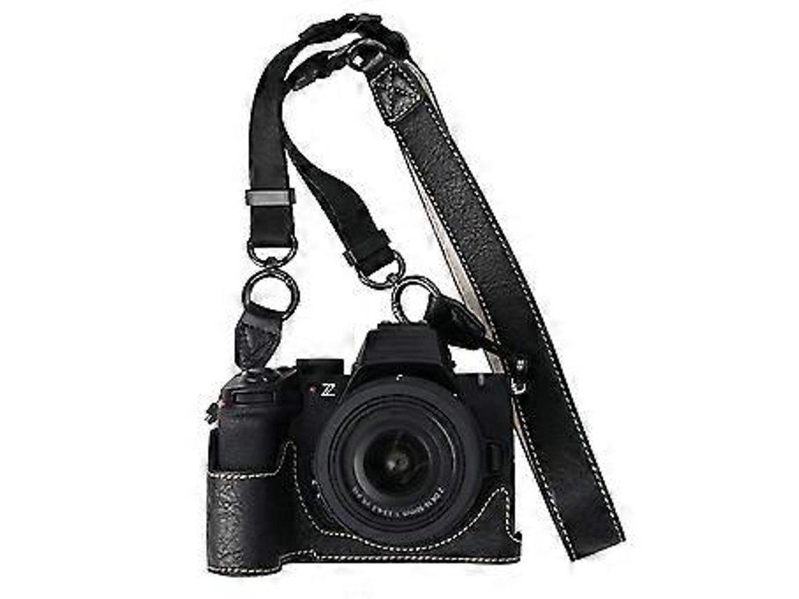 Meia Capa Para Câmera Nikon Z 50 Ii Com Textura De Lichia, Abertura Para Bateria E Alça De Ombro Brilvibera