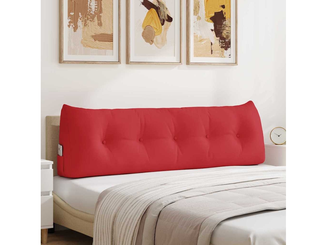 Vidaxl Travesseiro Para Costas Vermelho 160 X 24 X 50 Cm Tecido