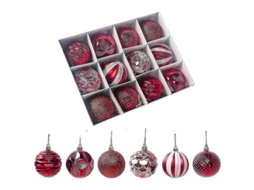 12 Bola Natal Arvore Decor 6cm Caixa Presente Reutilizavel Natal Festa Hotel Restaurante Vermelho
