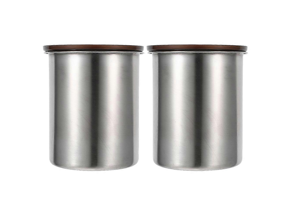 Conjunto De 2 Potes Para Café Em Aço Inoxidável Prateado Com Tampa Hermética.