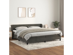 Cama Com Molas/colchão 200x200 Cm Veludo Cinzento-escuro