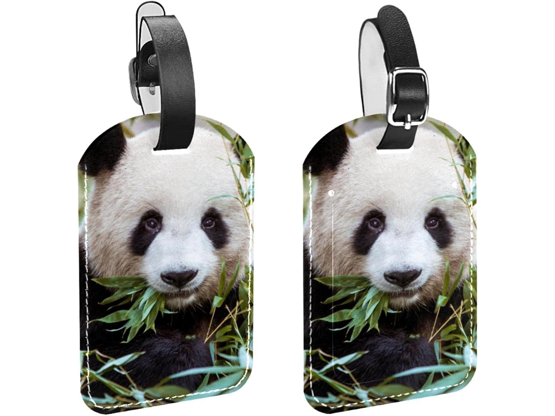 Conjunto De 2 Etiquetas Bagagem Em Imitação Couro Com Estampa Panda