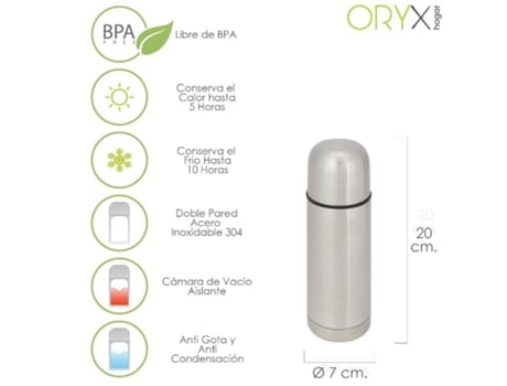 Termo liquidos 350 ml, acero inoxidable, libre bpa, antigoteo