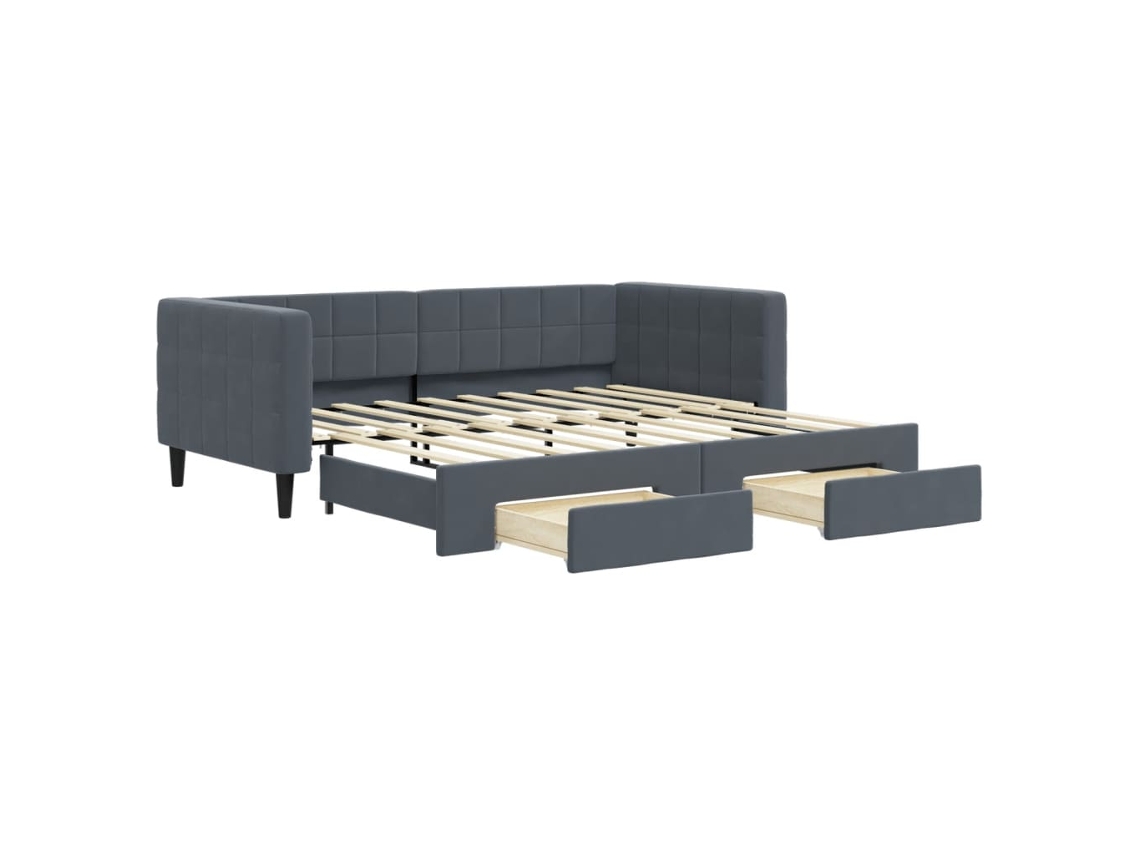 Sofá Cama com Gavetão e Gavetas 90x190 cm Veludo Cinzento Escuro MAISON EXCLUSIVE