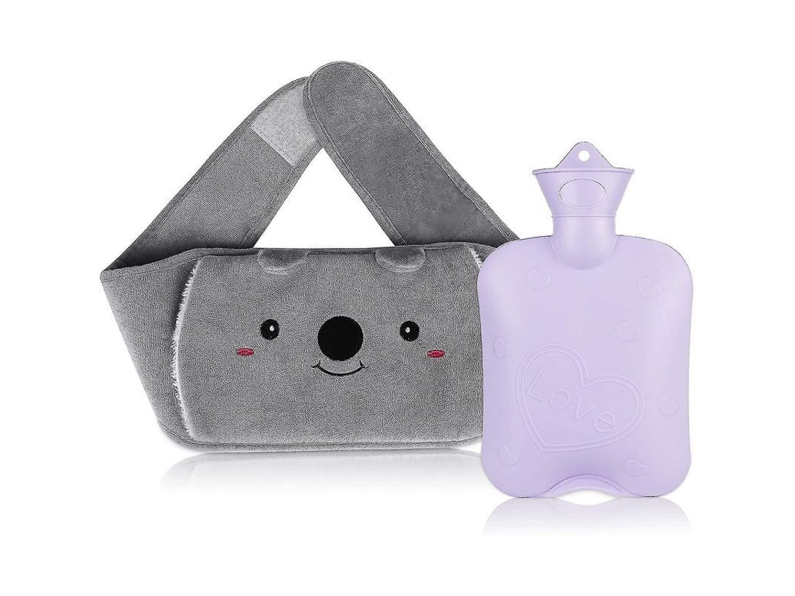 Garrafa De Água Quente Com Capa De Flannel Cinza, 1l - Ideal Para Aquecimento No Inverno E Terapia De Calor