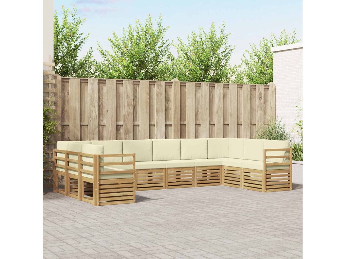 Vidaxl Conjunto De Sofás Para Exterior 10 Unid. Branco E Creme