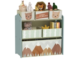 Estante Para Brinquedos Com 6 Caixas De Tecido Não Tecido Amovíveis Organizador De Brinquedos 63x30x66 Cm Verde