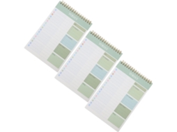 Cahier De Tâches À Spirale Vert, 3 Blocos-notas Hebdomadaires Portáteis Em Papel Com 52 Folhas Destacáveis