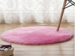 Lurelia Tapete Redondo Infantil Lavável Macio Fofo Fibra Acrílica Lã Artificial Rosa Escuro Sala Quarto