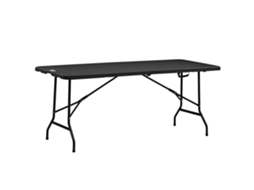 Mesa Dobrável para 6 Pessoas, em Aço e Hdpe. 180x75,5x73cm. Cinza Escuro Ge