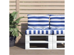 Vidaxl Almofadões P/ Paletes 2 Pcs Tecido Oxford Riscas Azul/branco