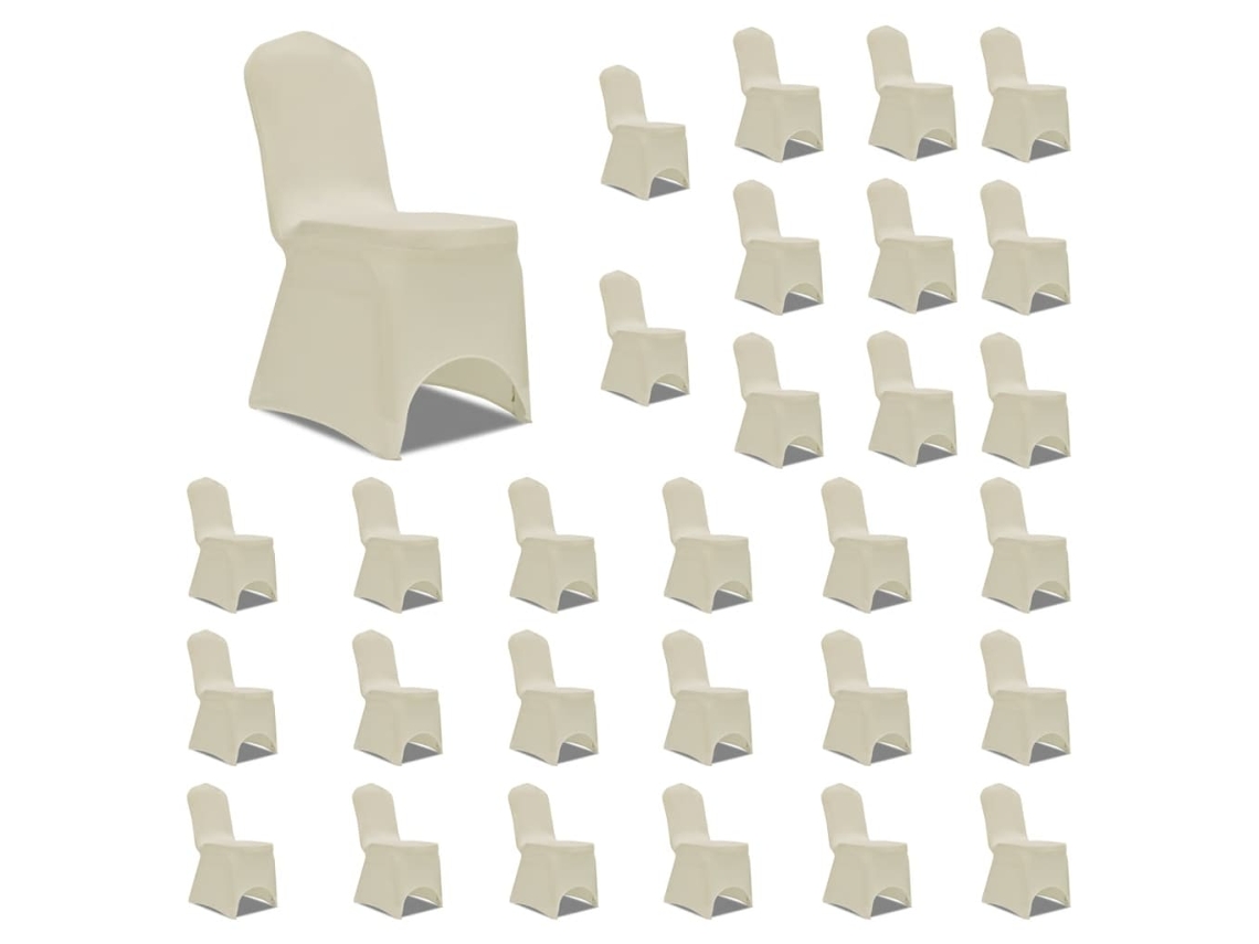 Vidaxl Capa Para Cadeira Elástica 30 Pcs Cor Creme