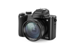 Câmera Digital 5k Para Fotografia, Foco Automático, Câmera De Vlog De 64 Mp Para Youtube Com Lentes Frontal E Traseira (preta)