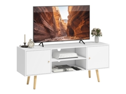 Móvel Para Tv Branco Com 2 Portas E 2 Prateleiras,ideal Para Tvs Até 55 Polegadas,dimensões 120x34x50 Cm