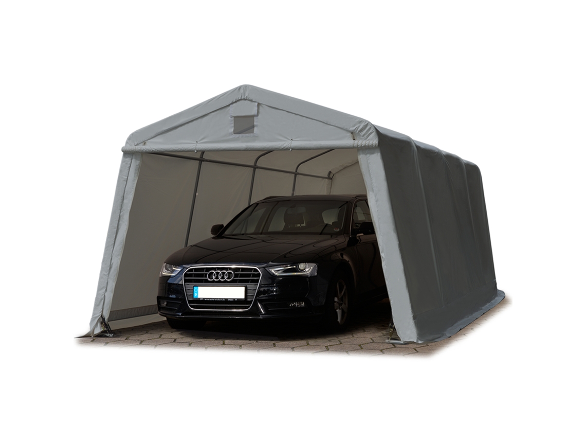 Tenda Garagem 3,3x6,2 M Pe 600 N Garagem Portátil Abrigo Compacto De Armazenamento Refúgio 100 Impermeável Cinza Toolport